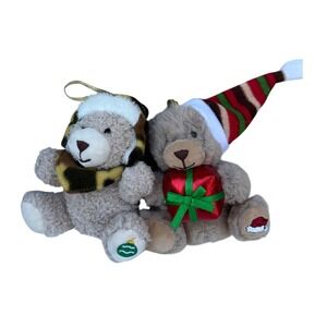 Adorable Small Christmas Plush Teddy Bear Ornaments Camo & Gift Set of 2